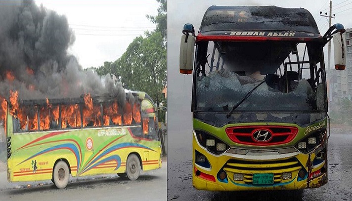 ফের আগুনসন্ত্রাস, মাতুয়াইলে পুড়লো দু’টি বাস